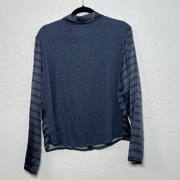 Majestic Filatures Women’s Deluxe Teeshirt Long Sleeve Button-Down Navy Size 5 - Picture 3 of 6